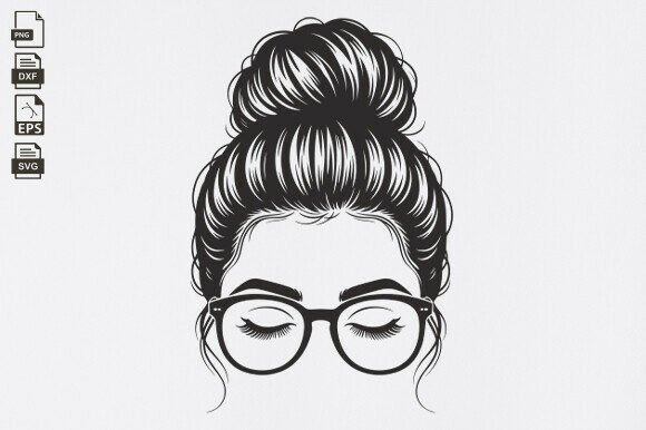 Messy Bun, Women Face, Mom Clipart Eyela