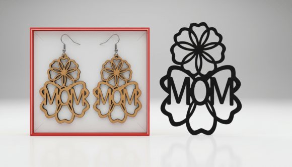 Mom Floral Layered Laser Cut Earring Design