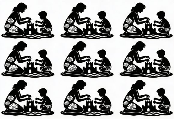 Review: Mom and Child Sandcastle Silhouette SVG