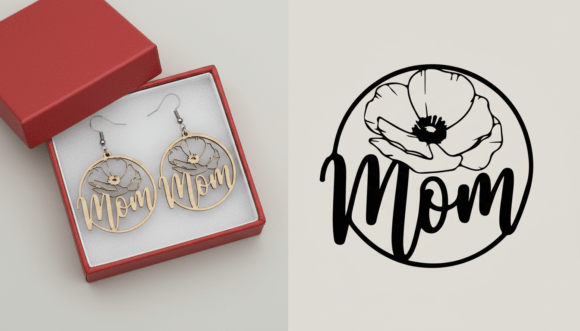 Stylish Mom Floral Circle Laser Cut Earring